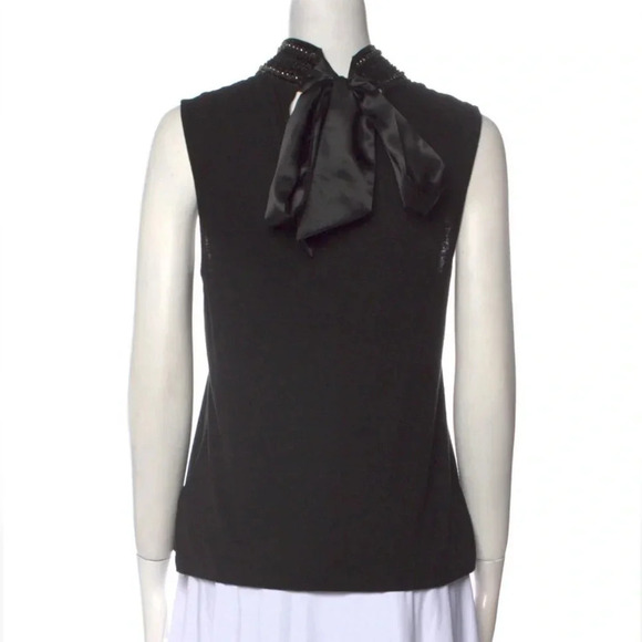 Generation Love Beaded Nicky Linen Turtleneck Bow Tie Back Top Black Size L NWT - Picture 3 of 15